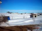 Bare front yard and drifts in front of shed and barn (38kb)